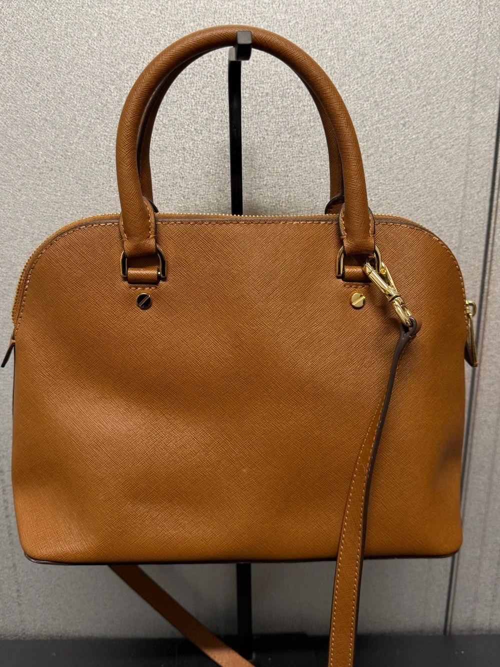 Michael Kors Brown Saffiano Leather Satchel Crossbody Bag - Picture 2 of 9